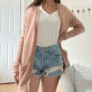 Abercrombie Millennial Pink Mohair Cardigan w/ Wooden Buttons | Size Small